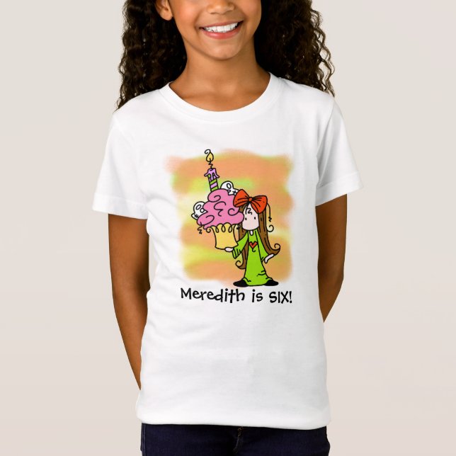 Mädchen mit Cupcake individuell anpassbarer Geburt T-Shirt (Vorderseite)