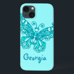 Mädchen mit dem Namen Aqua Green Schmetterling Pad Case-Mate iPhone Hülle<br><div class="desc">Einzigartig designt helle und farbenfrohe "Ihr Name" Girlie Schmetterling Pad Gehäuse. Fall lautet: Georgien oder personalisieren Sie diesen Fall mit dem Namen Ihrer Wahl.</div>
