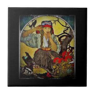 Mädchen mit dem Raven Mährischen Lehrerchor Fliese