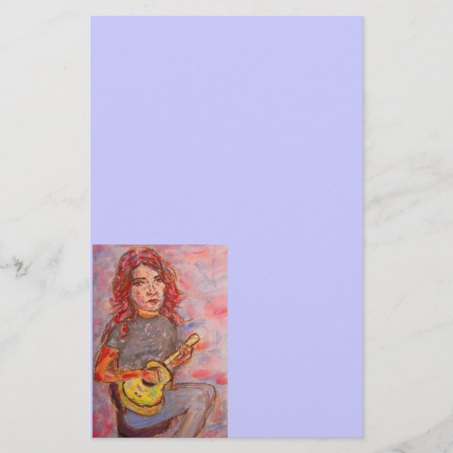 Mädchen mit dem rotem Haar und Ukulele Briefpapier (Vorderseite)