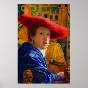 Mädchen mit dem roten Hut von Johannes Vermeer Poster