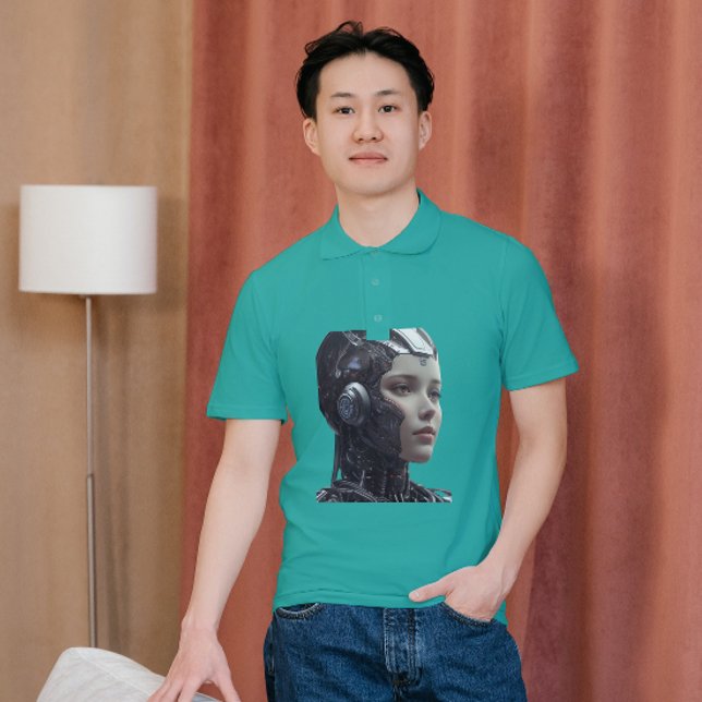 Mädchen mit dem T - Shirt der künstlichen Intellig (Von Creator hochgeladen)