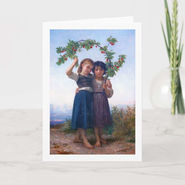 Mädchen mit dem Zweig Cherry, Bouguereau Karte (Vorderseite)
