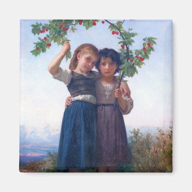 Mädchen mit dem Zweig Cherry, Bouguereau Magnet (Vorne)