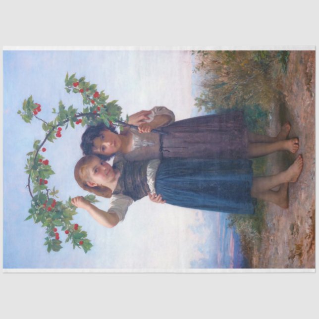 Mädchen mit dem Zweig Cherry, Bouguereau Seidenpapier (Vorderseite)