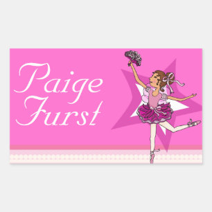 Mädchen mit der Bezeichnung Ballerina pinkfarbene Rechteckiger Aufkleber
