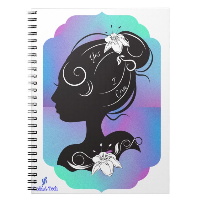 Mädchen mit der Blume "Yes I Can" SpiralNotebook Notizblock (Vorderseite)