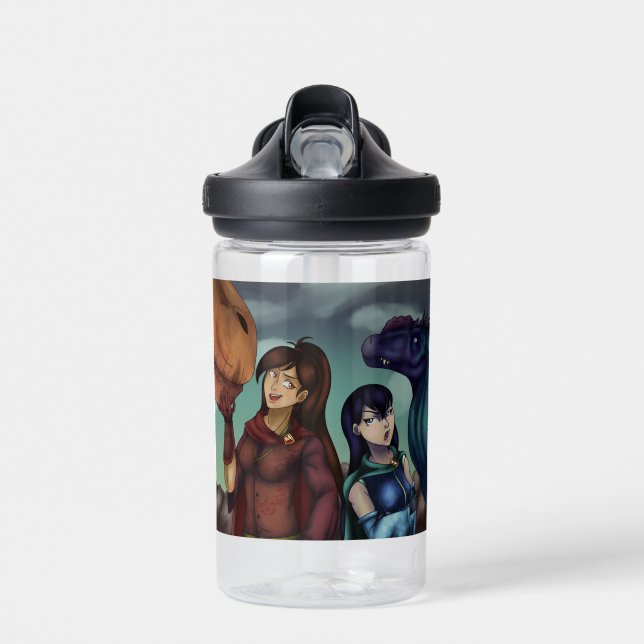 Mädchen mit Dinosauriern Trinkflasche (Vorne)