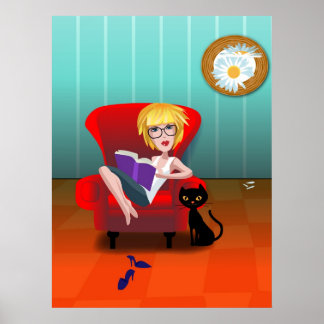 Mädchen mit einem Buch Poster
