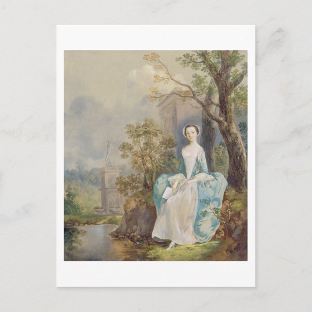 Mädchen mit einem Buch Sitzplatz in einem Park, c. Postkarte (Vorderseite)