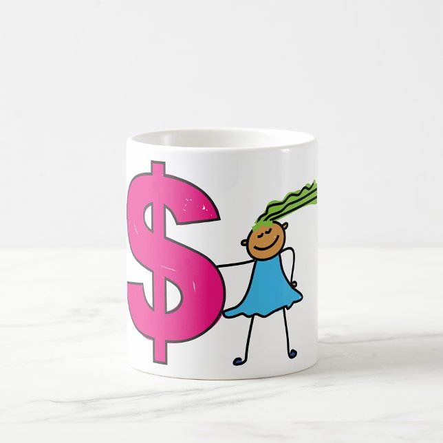 Mädchen mit einem Dollar-Zeichen Kaffeetasse (Von Creator hochgeladen)