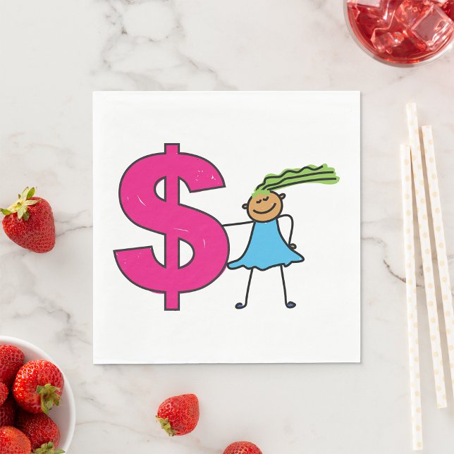 Mädchen mit einem Dollar-Zeichen Serviette (Von Creator hochgeladen)