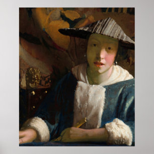 Mädchen mit einem Flute, berühmtes Bild Poster