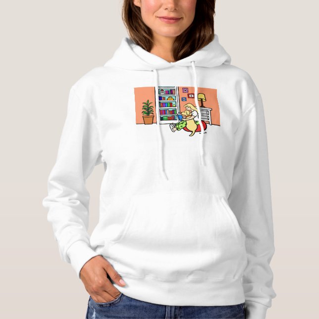 Mädchen mit einem gelben Labrador Hoodie lesen (Vorderseite)