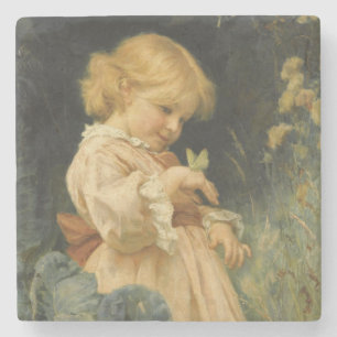 Mädchen mit einem gelben Schmetterling (von Freder Steinuntersetzer
