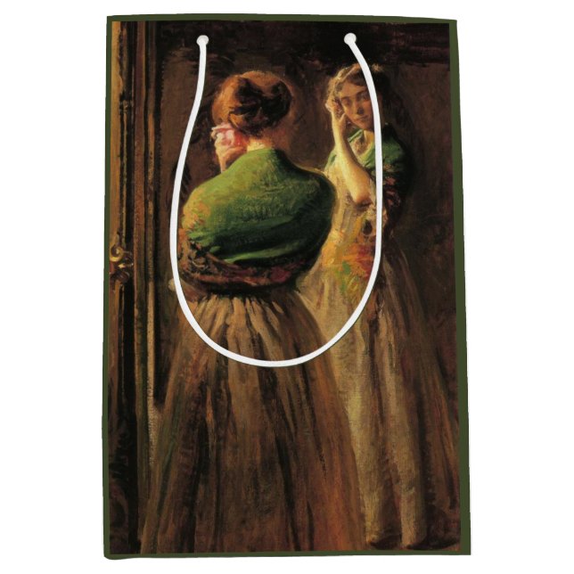 Mädchen mit einem grünen Schaf (von Joseph DeCamp) Mittlere Geschenktüte (Vorderseite)