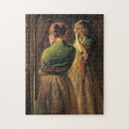 Mädchen mit einem grünen Schaf (von Joseph DeCamp) Puzzle