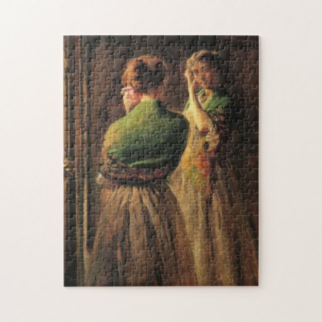 Mädchen mit einem grünen Schaf (von Joseph DeCamp) Puzzle (Vertikal)