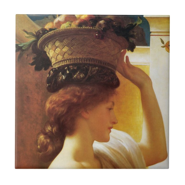 Mädchen mit einem Obstkorb (von Frederic Leighton) Fliese (Vorderseite)