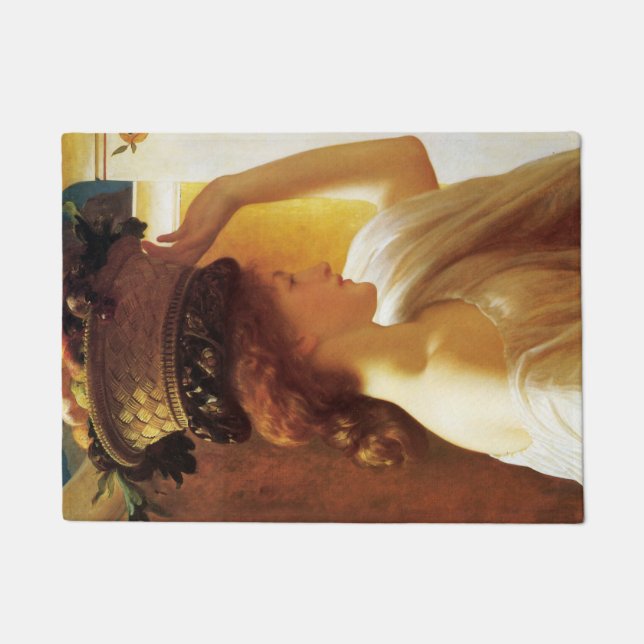 Mädchen mit einem Obstkorb (von Frederic Leighton) Fußmatte (Vorderseite)