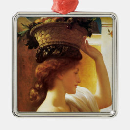 Mädchen mit einem Obstkorb (von Frederic Leighton) Ornament Aus Metall