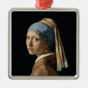 Mädchen mit einem Perlen-Ohrring, c.1665-6 (Öl auf Silbernes Ornament