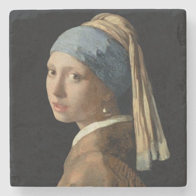 Mädchen mit einem Perlen-Ohrring, c.1665-6 (Öl auf Steinuntersetzer (Vorderseite)