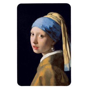 Mädchen mit einem Perlenohrring von Johannes Verme Magnet
