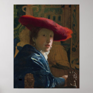 Mädchen mit einem Red Hat — Vermeer Poster