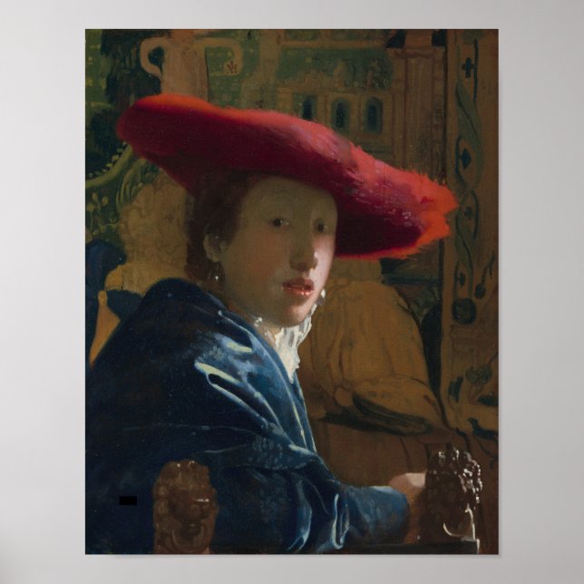Mädchen mit einem Red Hat — Vermeer Poster (Vorne)