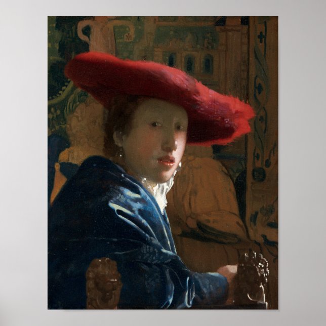 Mädchen mit einem Red Hat von Vermeer - Poster (Vorne)