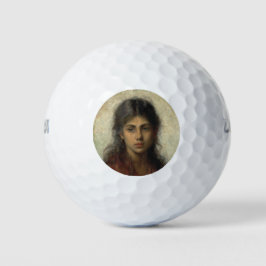 Mädchen mit einem roten Schaf (von Alexei Harlamof Golfball