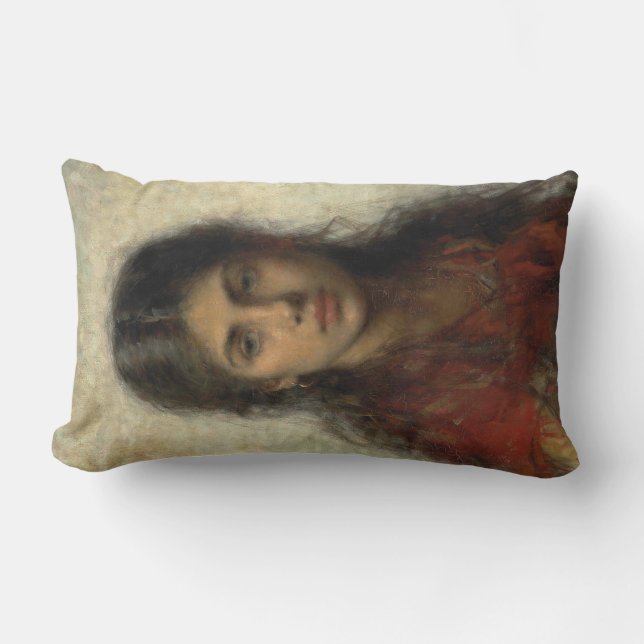 Mädchen mit einem roten Schaf (von Alexei Harlamof Lendenkissen (Vorderseite)