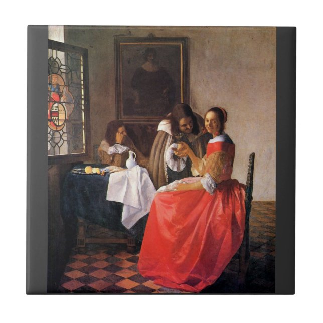 Mädchen mit einem Weinglas durch Johannes Vermeer Fliese (Vorderseite)