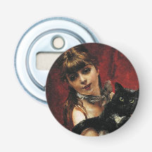 Mädchen mit einer schwarzen Katze in ihren Armen