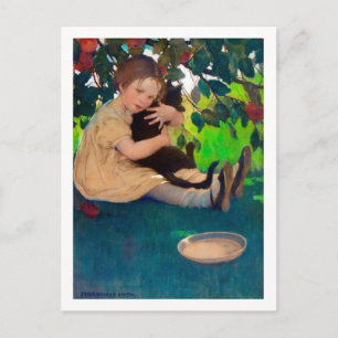Mädchen mit einer Schwarzen Katze, Jessie Willcox  Postkarte