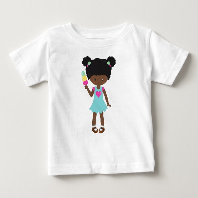 Mädchen mit Eiscreme, Afroamerikanerin, Kleid Baby T-shirt (Vorderseite)
