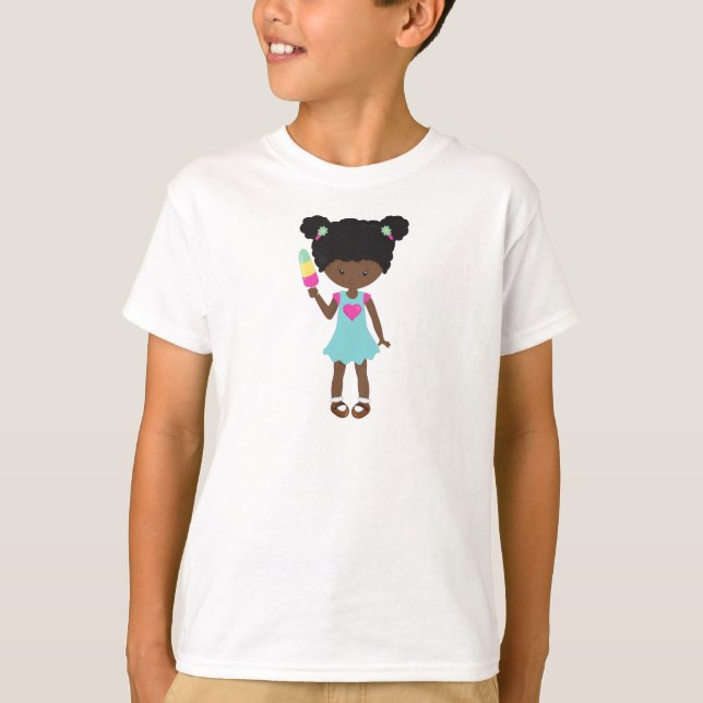 Mädchen mit Eiscreme, Afroamerikanerin, Kleid T-Shirt (Vorderseite)