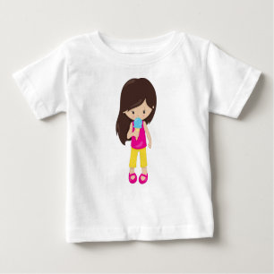 Mädchen mit Eiscreme, Braunhaar, Niedliches Mädche Baby T-shirt