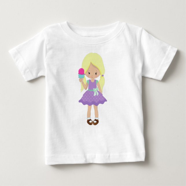 Mädchen mit Eiscreme, kleines Mädchen, blondes Haa Baby T-shirt (Vorderseite)