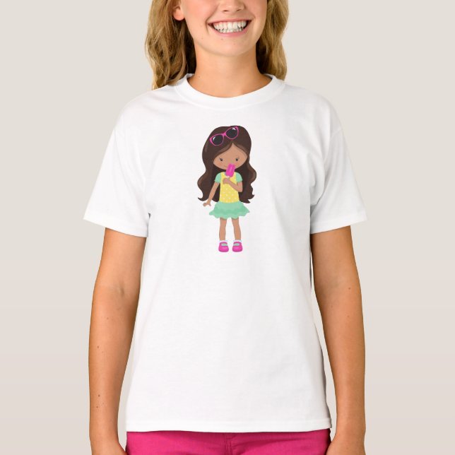 Mädchen mit Eiscreme, Latina Girl, Niedliches Mädc T-Shirt (Vorderseite)