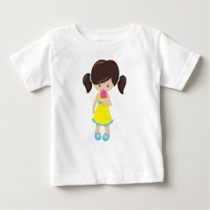 Mädchen mit Eiscreme, Niedliches Mädchen, braune H Baby T-shirt