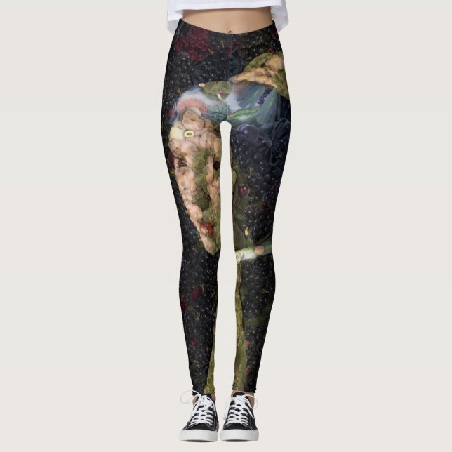 Mädchen mit Erdbeere erwecken Kunstlöffel Leggings (Vorderseite)