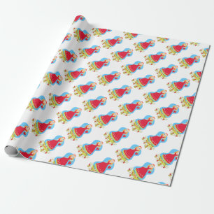 Mädchen mit Erdbeeren und Blume Geschenkpapier