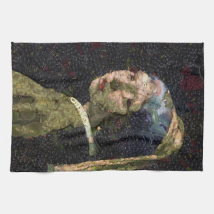 Mädchen mit Erdbeerohrring Fine Art Spoof Geschirrtuch