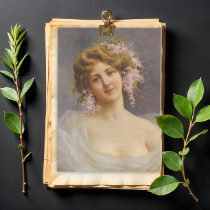 Mädchen mit Flieder, Achille Beltrame Kunst  Seidenpapier