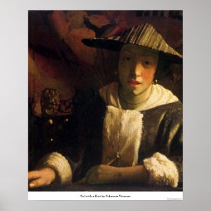 Mädchen mit Flöte von Johannes Vermeer Poster