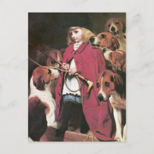 Mädchen mit Foxhounds - Vintage Kunst - Charles Ba Postkarte