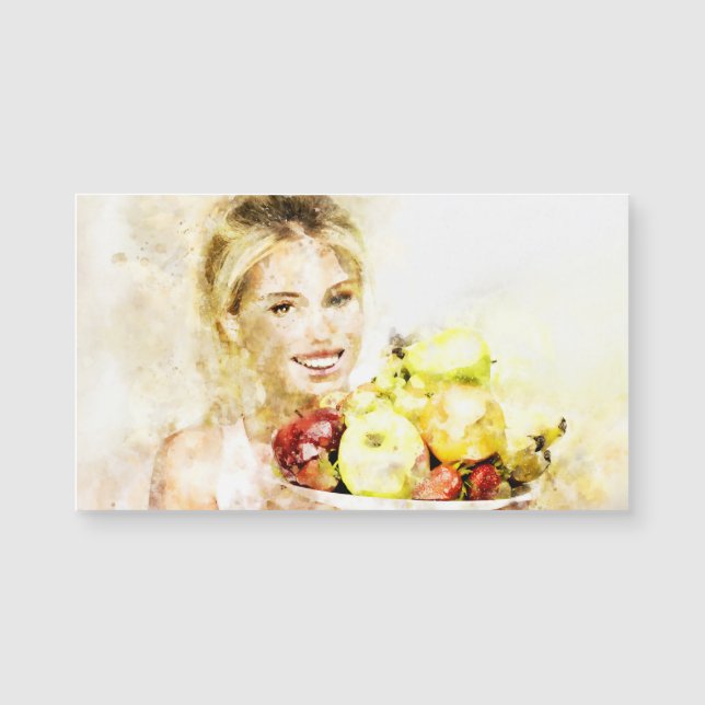 Mädchen mit Früchten Magnetkarte (Vorderseite)