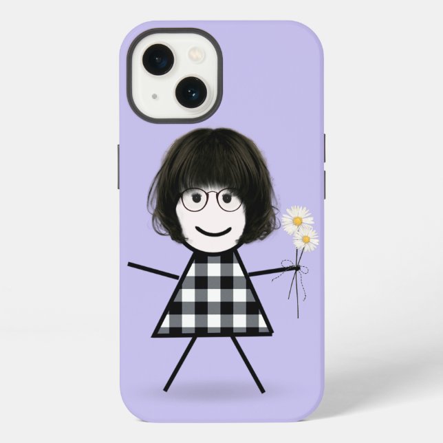 Mädchen mit Gänseblümchen  iPhone Hülle (Rückseite)